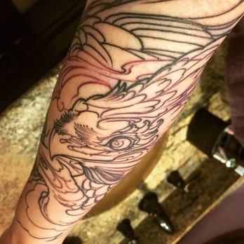 Neon Tiger - The finished outline of my Phoenix tattoo on my left forearm/elbow area. - Tattoo Near Me - Sacramento, California Neon Tiger - The finished outline of my Phoenix tattoo on my left forearm/elbow area. - Tattoo Near Me - Sacramento, California