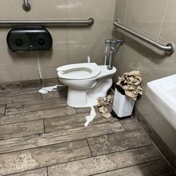 Bojangles - Women's restroom was dirty from the floor up, the doors were dirty to enter the restroom!