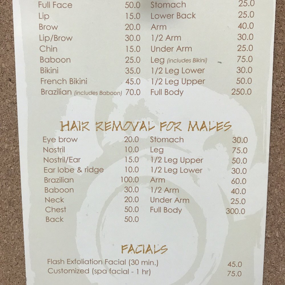 The Naked Monkey - Price list - Skin Care Near Me - Fishers, Indiana
