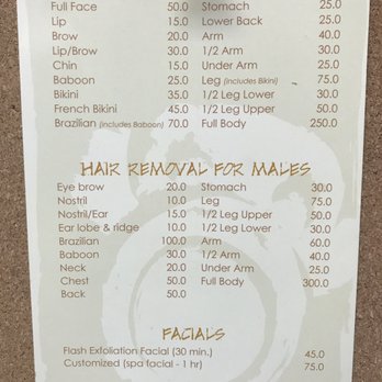 The Naked Monkey - Price list - Skin Care Near Me - Fishers, Indiana