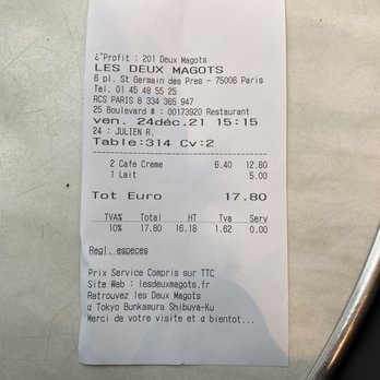 Les Deux Magots - Do not go here, on top of disrespect they charged us for the crème that should have come with our cafe cremes. - French Near Me - Paris, 75