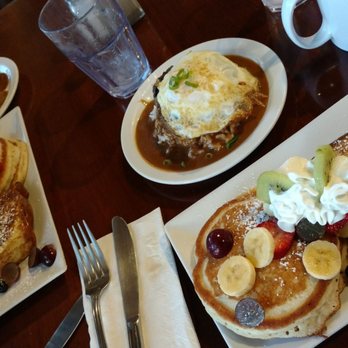 Daddy O’s - Two Da Kine specials - so good.  The special was a mini loco moco, two mini pancakes, and stuffed french toast covered in fruit. Order this. - New American Near Me - Lihue, Hawaii