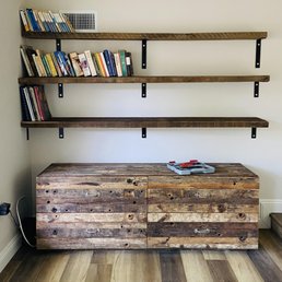 We bought the reclaimed oak and Gary put them up as shelves perfectly.