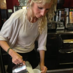 Kawa - Barbara, pouring another fantastic cappuccino!