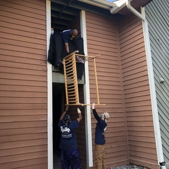 Moving Crew NJ - Plainsboro - Crib doesn't fit down the narrow steps? No problem! (Homeowner didn't want us to disassemble.) - Movers Near Me - Hillsborough, New Jersey
