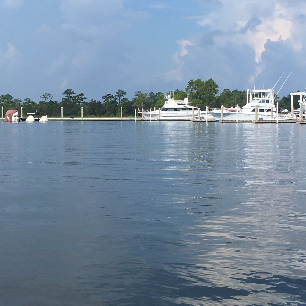 Lady of the lake in the marina.