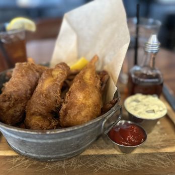 The General Public - Fish and chips. Fish and fries were over cooked. - New American Near Me - San Antonio, Texas The General Public - Fish and chips. Fish and fries were over cooked. - New American Near Me - San Antonio, Texas
