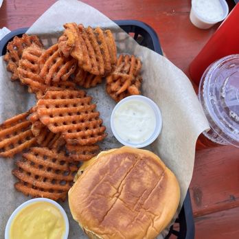 Whiskey Foxtrot Burger Shoppe - Burger with bacon, bacon jam, and jalapeños. I can't remember the name... Sweet Potato Waffle Fries - Burgers Near Me - Birmingham, Alabama Whiskey Foxtrot Burger Shoppe - Burger with bacon, bacon jam, and jalapeños. I can't remember the name... Sweet Potato Waffle Fries - Burgers Near Me - Birmingham, Alabama