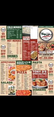 Menu photo 1 Tony D's Pizza Westwood, NJ Menu photo 1 Tony D's Pizza Westwood, NJ