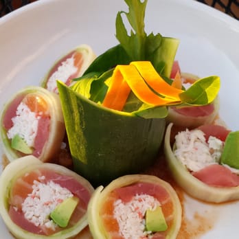 Mr Chopsticks - Salmon, tuna, crab and avocado wrapped with cucumber. - Chinese Near Me - Denton, Texas Mr Chopsticks - Salmon, tuna, crab and avocado wrapped with cucumber. - Chinese Near Me - Denton, Texas