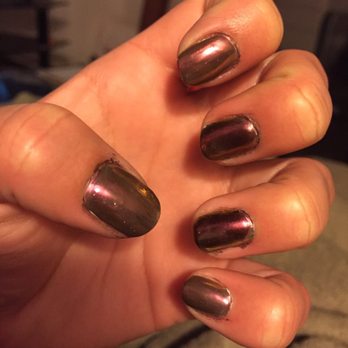 Nailtoepia Salon - Chrome color is all over my cuticles. Gel is also bubbled. Ick. - Nail Salons Near Me - Encinitas, California Nailtoepia Salon - Chrome color is all over my cuticles. Gel is also bubbled. Ick. - Nail Salons Near Me - Encinitas, California