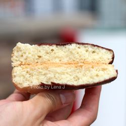 Presti's Bakery - Inside of Chinese Cookie ($1.50) - chocolate iced almond cookie