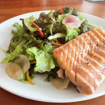 Mattie's - Garden Salad + salmon - American Near Me - Austin, Texas Mattie's - Garden Salad + salmon - American Near Me - Austin, Texas