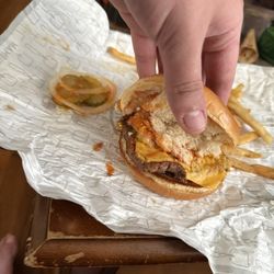 Wendy's - One Patty. Onions. Pickles. Dave's Single (should be double).