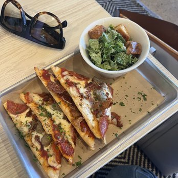A 2nd Cup - Meat lovers flatbread and side Caesar salad - Coffee & Tea Near Me - Houston, Texas A 2nd Cup - Meat lovers flatbread and side Caesar salad - Coffee & Tea Near Me - Houston, Texas