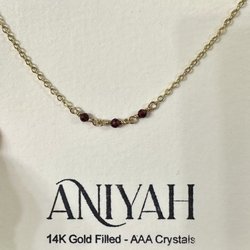 Aniyah Permanent Jewelry - 14k Gold filled with Garnet colored AAA Crystals.