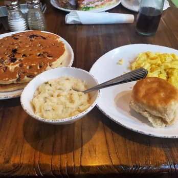 Red Oak Cafe - Big breakfast with blueberries and pecans added in the pancakes..so good - Breakfast & Brunch Near Me - Alvin, Texas