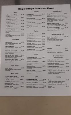 Menu photo 2 Big Daddy’s Mexican Food Commerce City, CO Menu photo 2 Big Daddy’s Mexican Food Commerce City, CO