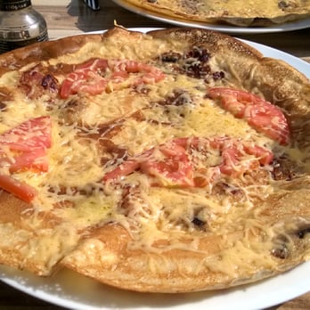Roem - Large savory pancake: Mushroom, cheese, tomato and a tiny bit of bacon - Creperies Near Me - Amsterdam, New Hampshire Roem - Large savory pancake: Mushroom, cheese, tomato and a tiny bit of bacon - Creperies Near Me - Amsterdam, New Hampshire