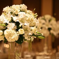 Tall white centerpieces from my sister's wedding.
