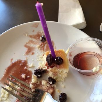 Black Olive - Small cheesecake dessert for anniversary with candle - Greek Near Me - Voorhees, New Jersey