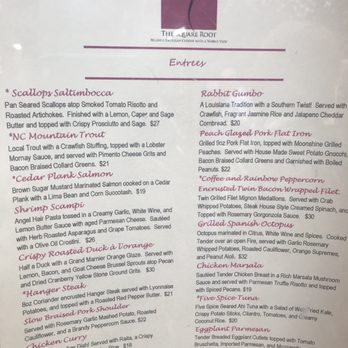 Square Root - Menu - sorry, all I got was the entree menu. - American Near Me - Brevard, North Carolina Square Root - Menu - sorry, all I got was the entree menu. - American Near Me - Brevard, North Carolina