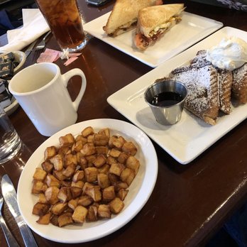 Scrambled - Home fries, French toast and Breakfast sandwich with bacon - yummo! - Breakfast & Brunch Near Me - Roanoke, Virginia
