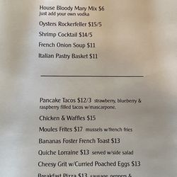 Special brunch menu Feb 2024