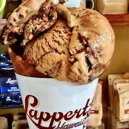 Lappert's Kona Lava Java in a Waffle Cone. Lappert's Kona Lava Java in a Waffle Cone.