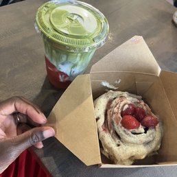 Strawberry matcha and strawberry cinnamon roll Strawberry matcha and strawberry cinnamon roll