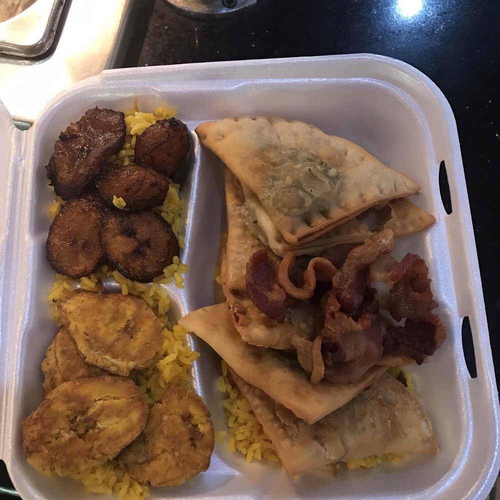 Empanadas, sweet plantains, rice, bacon Empanadas, sweet plantains, rice, bacon