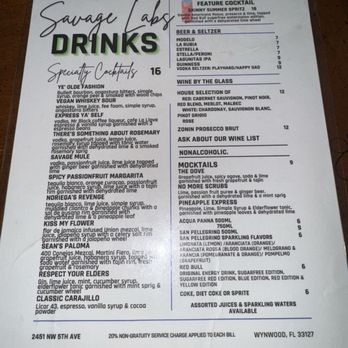 Savage Labs - Menu - Wine Bars Near Me - Miami, Florida