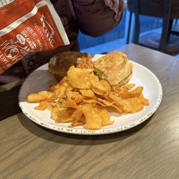 Gourmet Grilled Cheese w/bbq kettle BBQ Potato Chips Gourmet Grilled Cheese