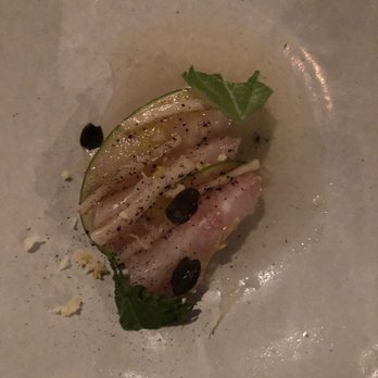 Boka - Shima Aji Crudo. Just melts in your mouth with a hint of citrus. Wow. - New American Near Me - Chicago, Illinois Boka - Shima Aji Crudo. Just melts in your mouth with a hint of citrus. Wow. - New American Near Me - Chicago, Illinois
