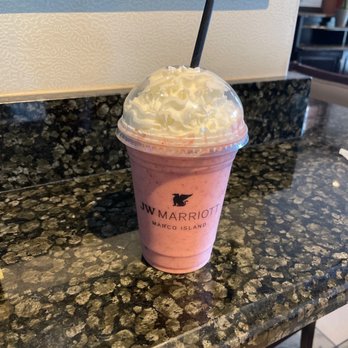 Illy's @ Marriott - Strawberry fruit smoothie. Made from concentrate but still very refreshing - Coffee & Tea Near Me - Marco Island, Florida Illy's @ Marriott - Strawberry fruit smoothie. Made from concentrate but still very refreshing - Coffee & Tea Near Me - Marco Island, Florida