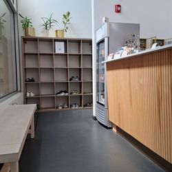 The Ladies Room - Shoe storage area, no street shoes in the back.