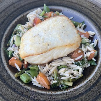 Downriggers - Halibut with orzo ( a special ) - American Near Me - Friday Harbor, Washington
