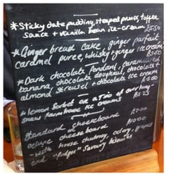 The Cobbles - Today's dessert menu