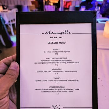 Mademoiselle Raw Bar + Grill - Menu: desserts - Live/Raw Food Near Me - Toronto, Ontario