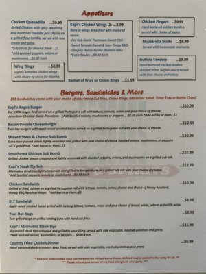 Menu photo 5 Kapi's Pub Uxbridge, MA