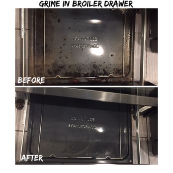 Deep Clean Atlanta - Before & After: Grime in Broiler Drawer - Office Cleaning Near Me