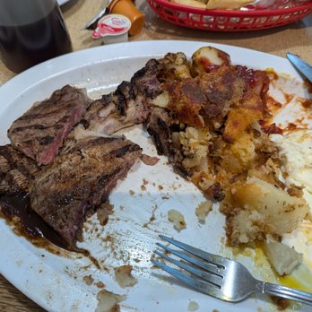 Kountry Folks - Partially eaten Steak and Eggs, the portions are HUGE, the steak is my favorite, it's so delicious! - Breakfast & Brunch Near Me - North Hills, California Kountry Folks - Partially eaten Steak and Eggs, the portions are HUGE, the steak is my favorite, it's so delicious! - Breakfast & Brunch Near Me - North Hills, California