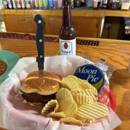 The special-a fried bologna sandwich with a moon pie and a natty light The special-a fried bologna sandwich with a moon pie and a natty light