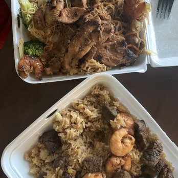 Wrap & Roll - Combination lo mein with chicken and shrimp Combination fried rice with steak and shrimp Steak is tender, shrimp is beautifully sautéed - Asian Fusion Near Me - Pearland, Texas Wrap & Roll - Combination lo mein with chicken and shrimp Combination fried rice with steak and shrimp Steak is tender, shrimp is beautifully sautéed - Asian Fusion Near Me - Pearland, Texas