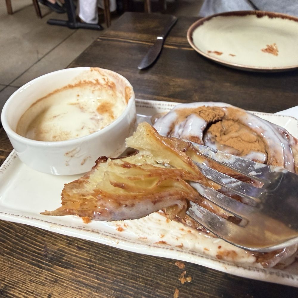 Bosscat Kitchen & Libations - Cinnamon Roll - close up of the layers in just one "piece" of cinnamon roll! - Bars Near Me - Orange, California