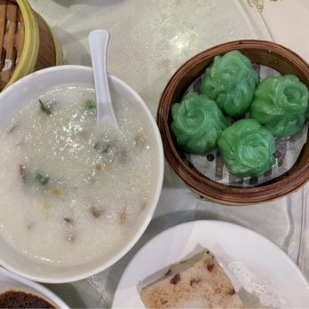 Dim Dim - preserved pork and egg congee, spinach shrimp dumpling - Dim Sum Near Me - Chicago, Illinois