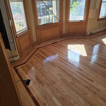 Precision Floors - Step joints with cherry border - Flooring Near Me - Schenectady, New York Precision Floors - Step joints with cherry border - Flooring Near Me - Schenectady, New York