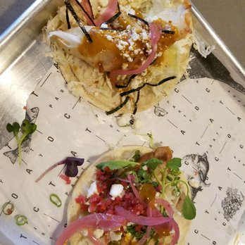 Tacoparty - Underfried fish and truly not worth eating mushroom taco.  We love mushrooms...my husband left an entire taco on the plate. - Tacos Near Me - Grand Junction, Colorado