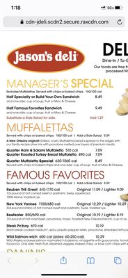 Menu photo 1 Jason's Deli Lexington, KY