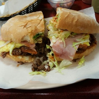 Rocky's Tacos - Bacon, egg, ham, and steak torta. - Mexican Near Me - Chicago, Illinois